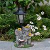 JYL TS/096, Escultura de Elefante Pai e Filho para Gramado de Jardim, Luz Solar Externa para Decoração de Corredor de Vila