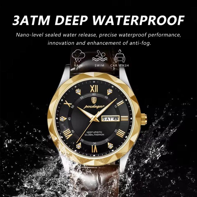POEDAGAR New Fashionable Trendy Youth Leisure Simple Luxury Men's Watch Waterproof Luminous Calendar Quartz Watch