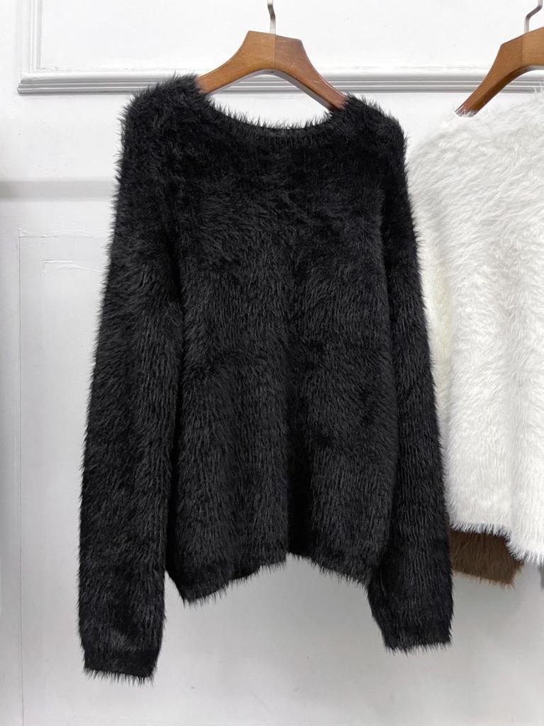 Longmei Women's Loose Knit Sweater - 2026 Autumn/Winter New Arrival, Round Neck, Long Sleeve, Casual Style