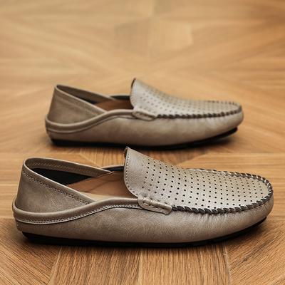 2025 Sommer Lochmuster Penny Loafer Herren Freizeitschuhe Atmungsaktive Herren Mokassins Leder Slipper Flats Leichte Herren Fahrschuhe