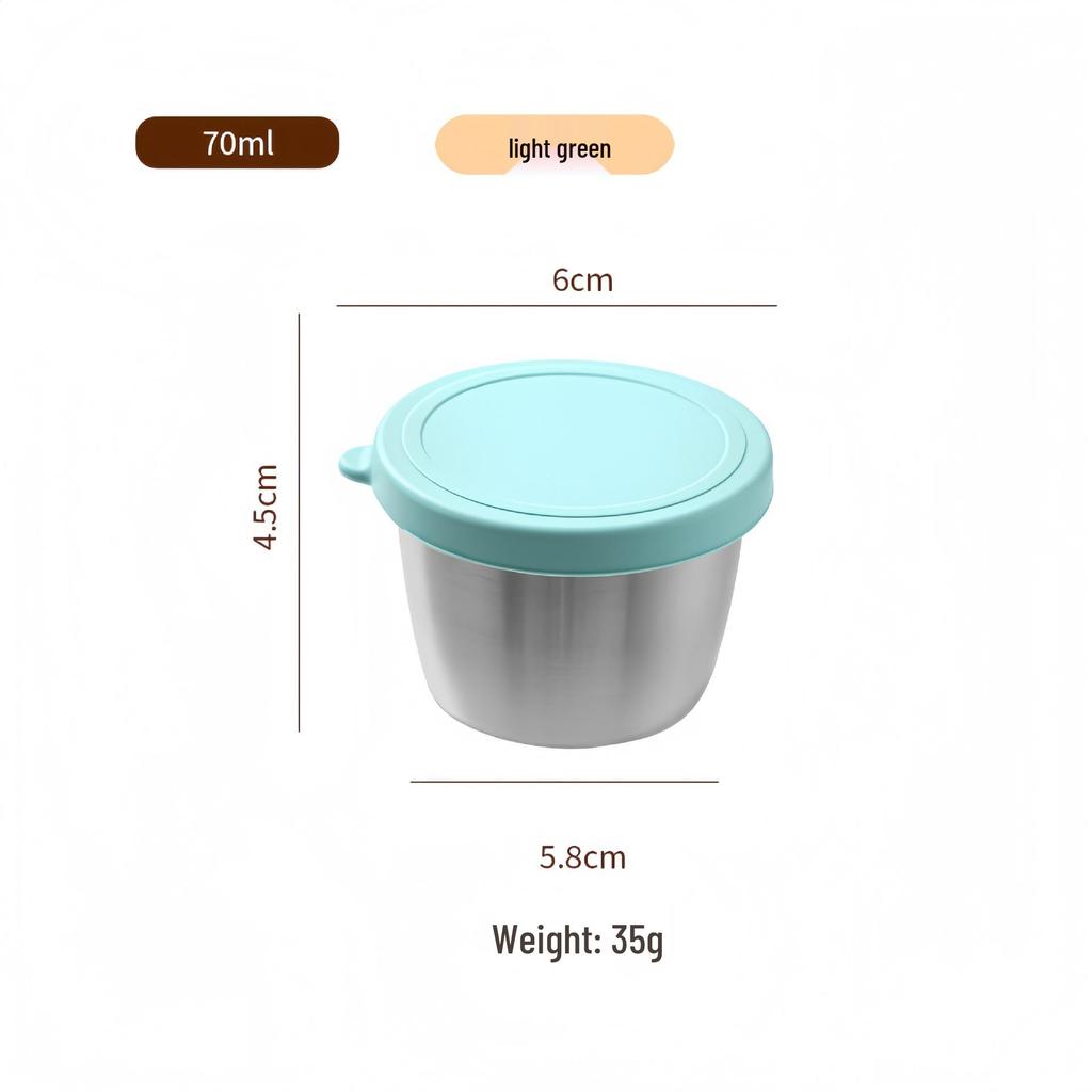 Reusable Sauce Cup with Macaron Lid - 304 Stainless Steel, 40/50/70ML, Portable Dipping or Seasoning Dish.