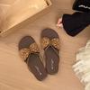 Internet celebrities with the same polka dot bow slippers women's summer wear non-slip soft sole one-word drag gentle wind sandals