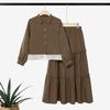 ZANZEA Ensembles Deux Pièces Élégants pour Femmes : Blouse à Manches Longues Bordée de Dentelle et Longues Jupes