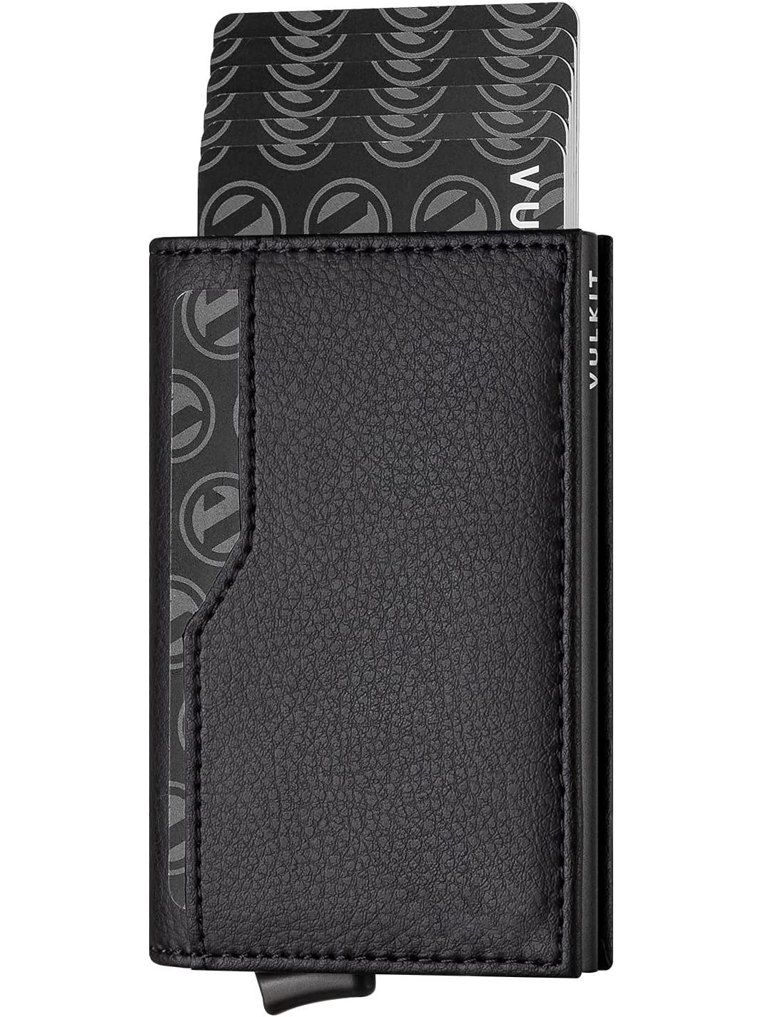 

Мужской кошелек из натуральной кожи с RFID-защитой от кражи, металлический держатель для карт - европейский и американский дизайн с алюминиевым сплавом