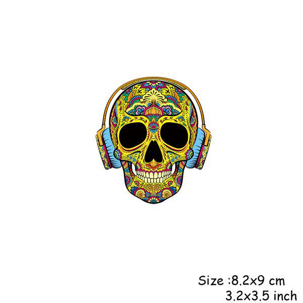Skull Wtih Headphones Ironing Patches T-Shirt Diy Decoration A-Level Washable Parches  For Clothing