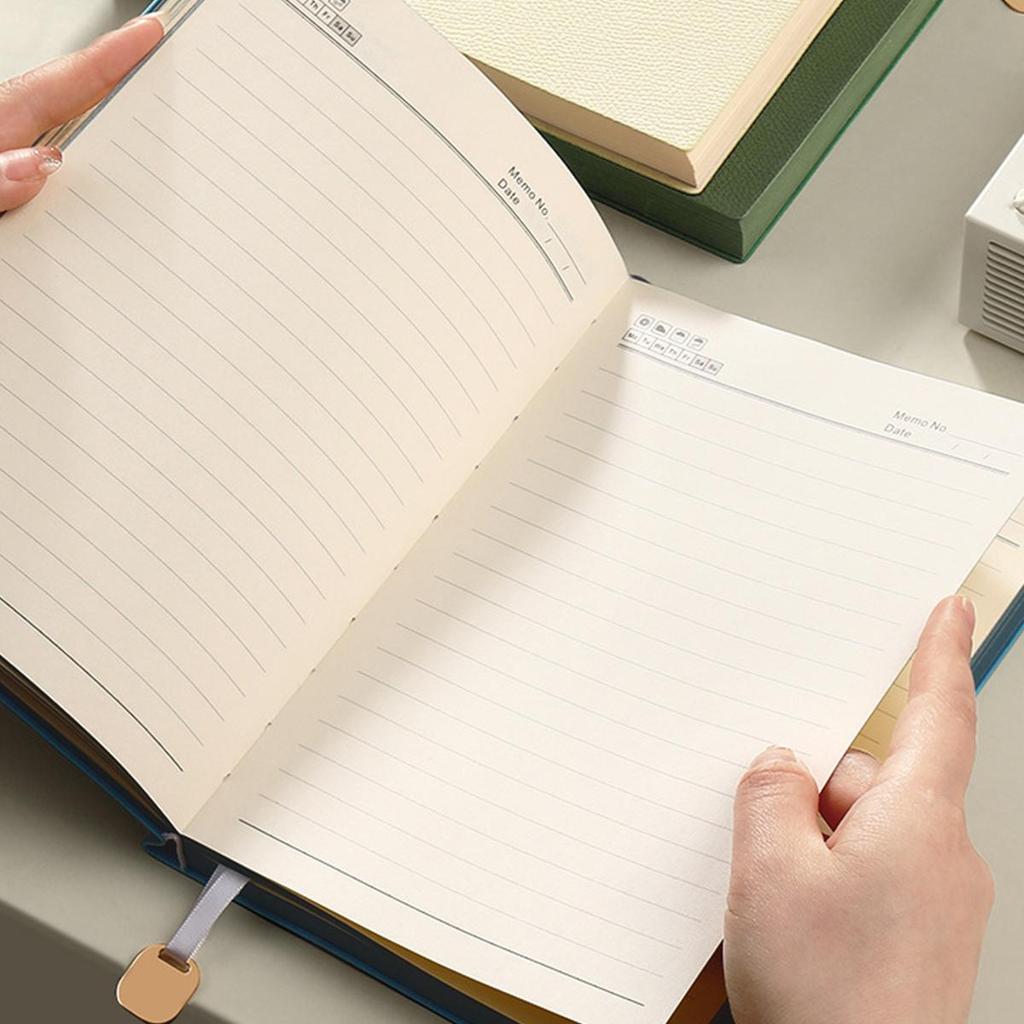 A5 Litchi Leather Thickened Student Notebook, Diary, Work Notebook, Business Meeting Record Book, Subject Notes, 128 Sheets 256 Pages