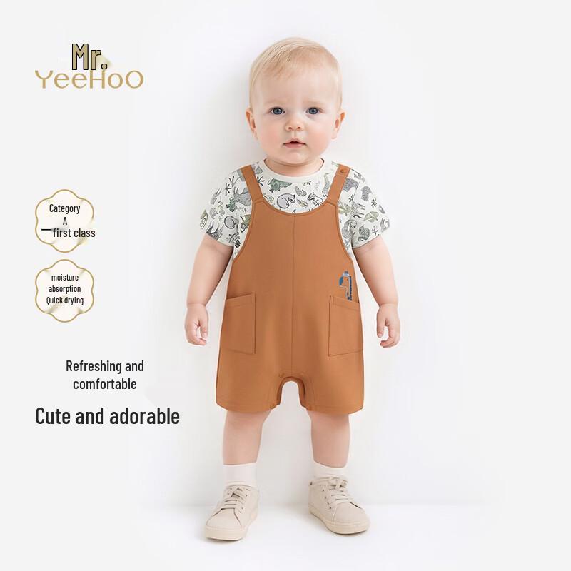 YEEHOO Baby Boy Faux Two-Piece Quick-Dry Romper 66