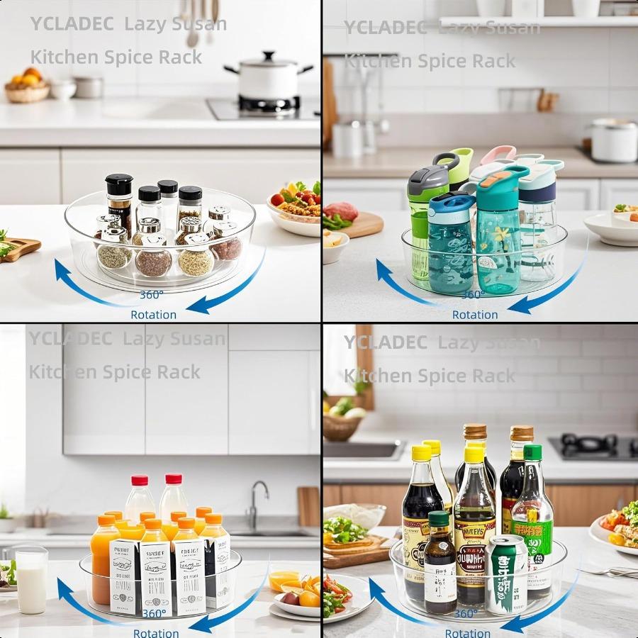 

Набор из 2 шт. 11,5 дюймовый органайзер для поворотного стола, контейнеры для хранения, полка для специй, вращающаяся приправа для кладовой ку United States