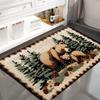Bear Rug Mat Farmhouse Bathroom Rugs Animal Brown Bear Forest Trees Rustic Cabin Carpet Camping Bath Rug Sets for Bathroom Bedroom Kitchen Outdoor