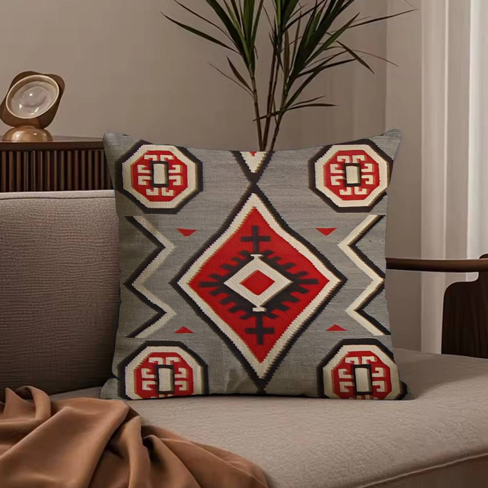 Turkish Kilim Navaho Vintage Pillow Case Anti-dustmite Pillowcase Invisible Zipper Silky Short Plush Sofa Cushion Cover