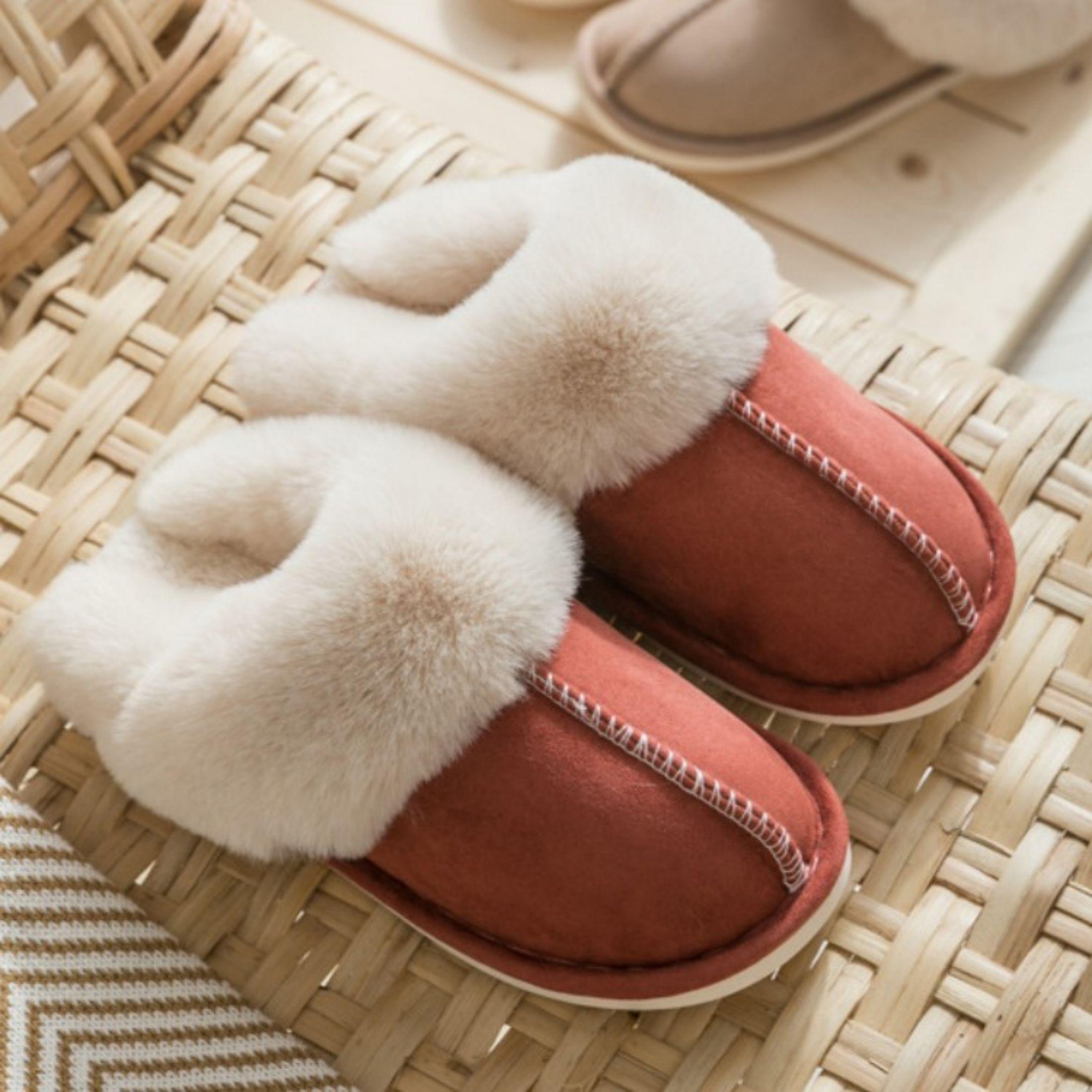 

Роскошные однотонные пушистые домашние тапочки - ультрамягкая подошва, удобная платформа, плюшевая подкладка, открытая спинка, нескользящая - Quiet Mute Shoes Ultimate Comfort 46-47 кирпич красный