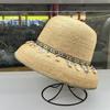 Hand Hook Imported Raffia Hat Women's Seaside Vacation Colored Shell Dome Lampshade Hat Sun Protection Fisherman Basin Hat
