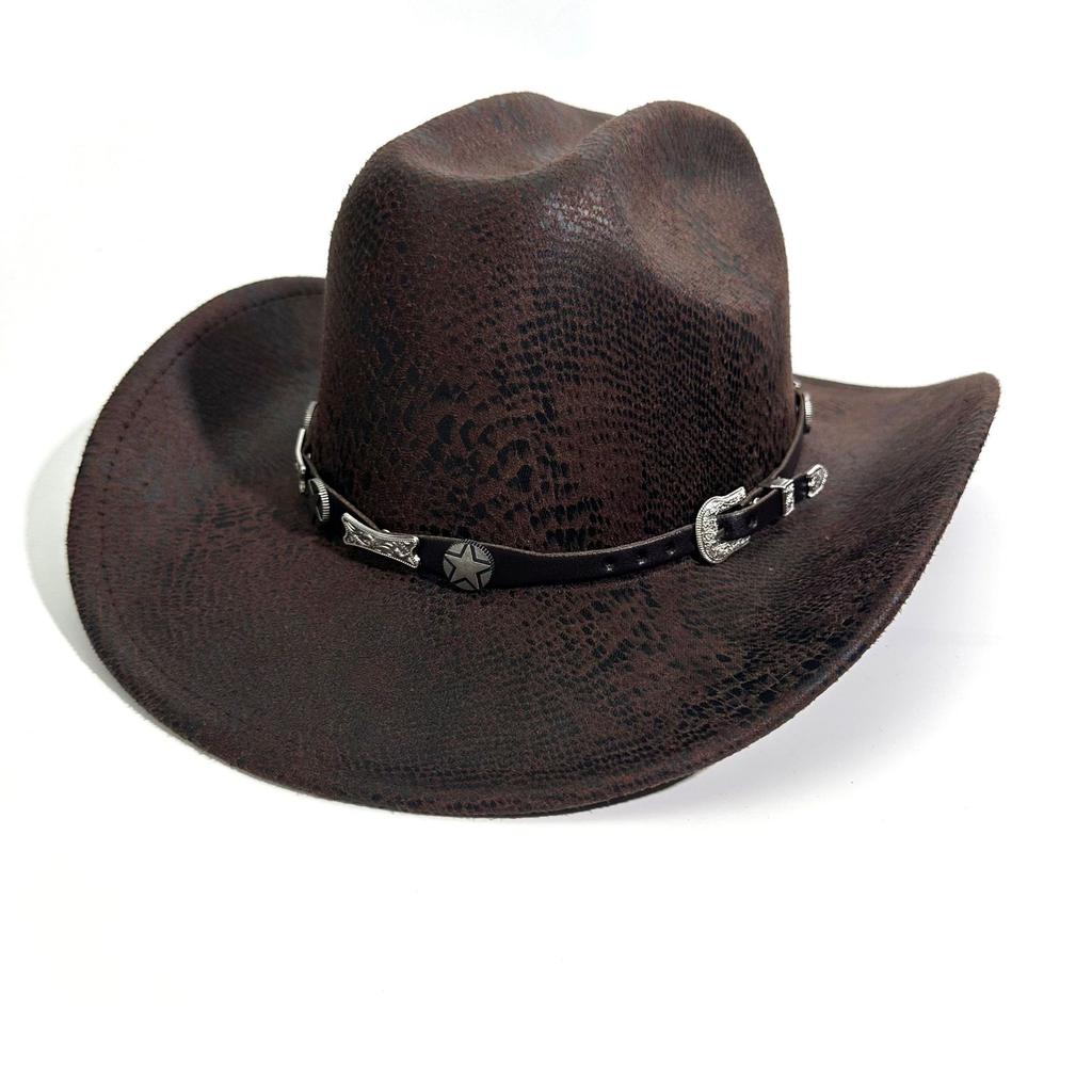 Men'S And Women'S New Peach Top Western Cowboy Hat European And American Style Jazz Hat Big Edge Top Hat
