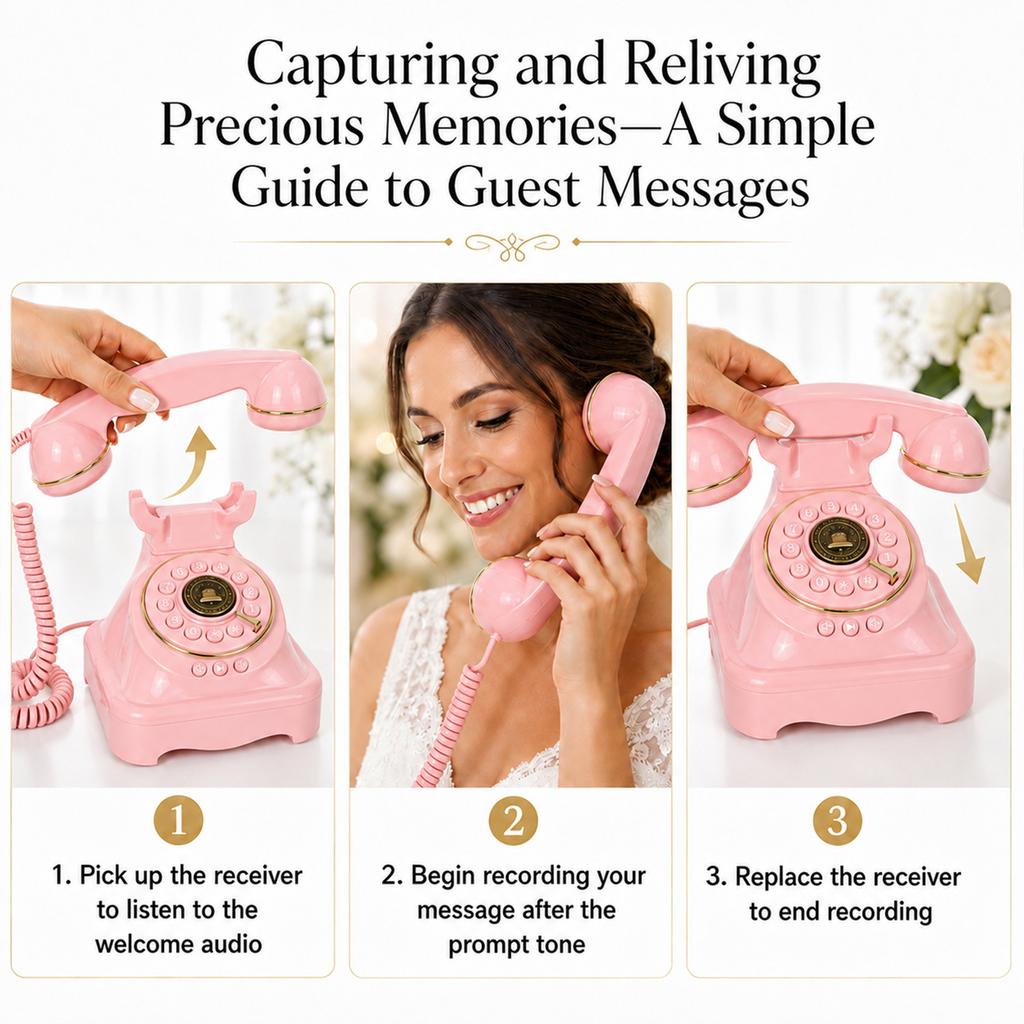 Retro Voice Message Phone Retro Audio Guest Book Phone Recorder with Voicemail Best Wishes for Bridal Shower