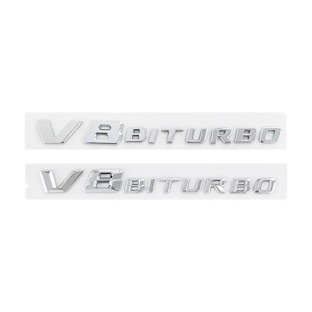 ABS Car Badge Rear Trunk Letters Emblem Sticker Decoration for V8 BITURBO CLA35 G350d GLE63 W140 W177 W213 (Old-Gloss Black)