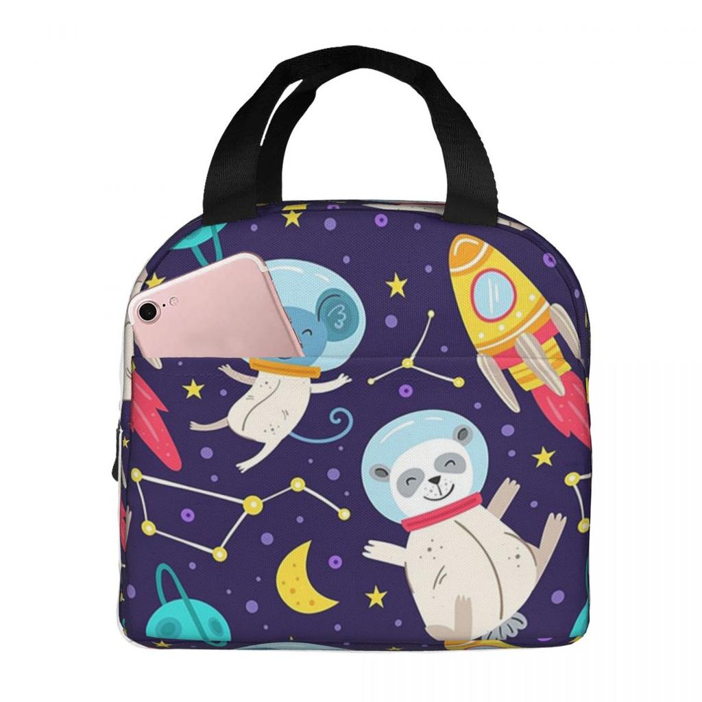 Cute Koalas Astronaut In Space Insulated Lunch Bag for Kids School Cooler Thermal Food Box Tote Portable Lunch Boxes Container