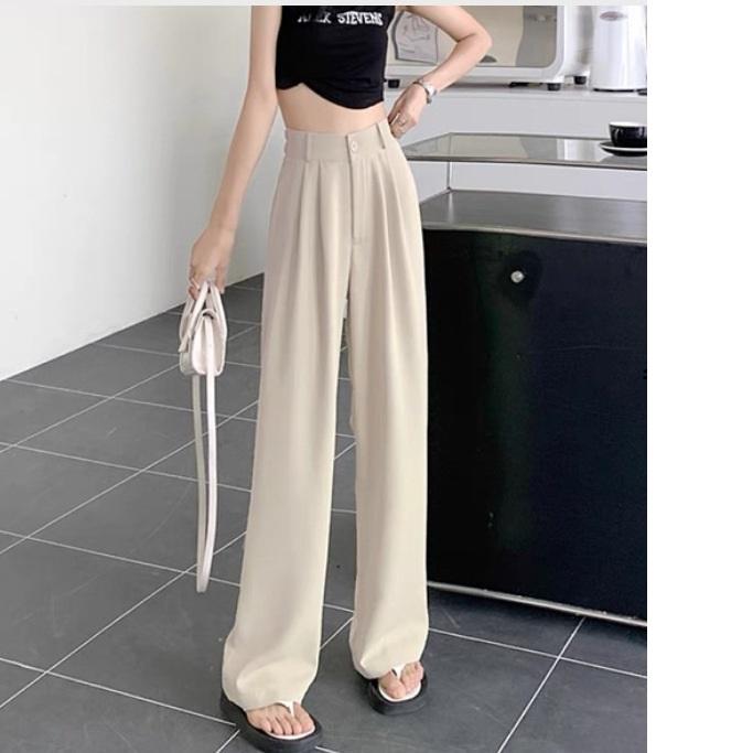 High Waist Women Suit Pants Fall Straight Office Ladies Korean Fashion Trousers Casual Button Loose Female High-waisted Trousers Casual Suit Pants