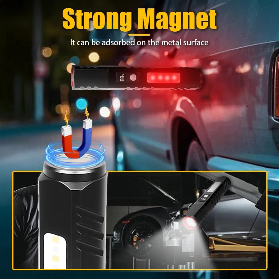 Powerful LED COB Flashlight 7 Modes Rechargeable Zoom Torch with Magnet Built in 18650 Battery Outdoor Camping Emergency Lantern