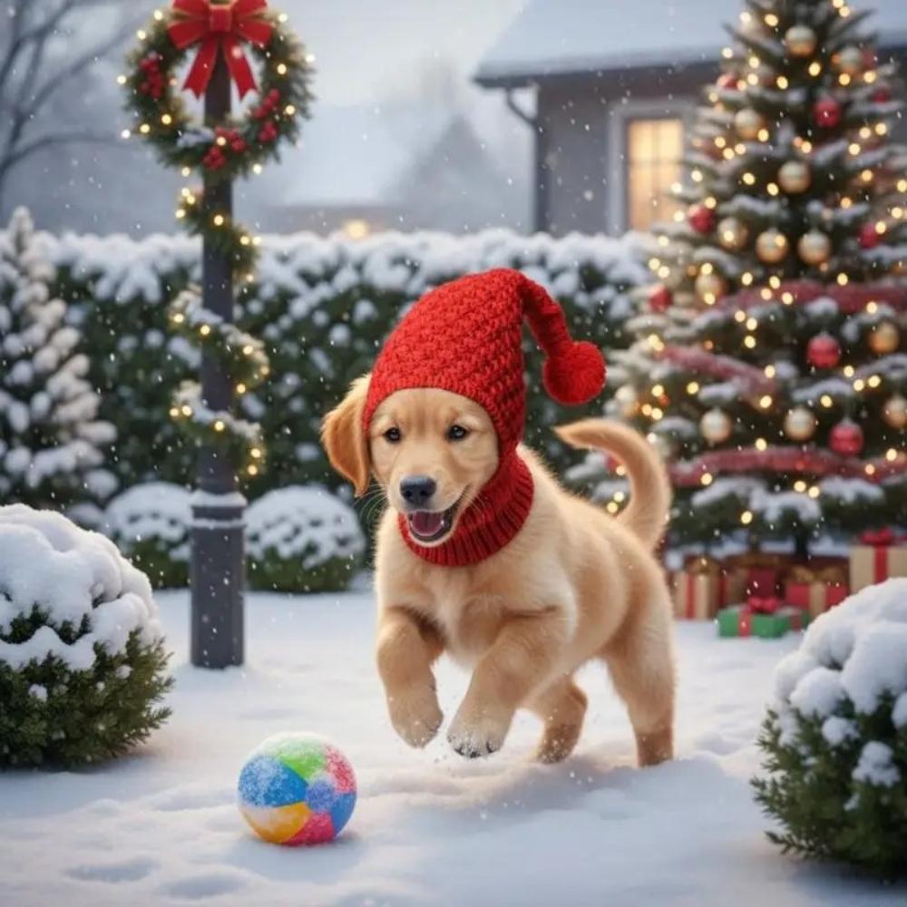 Winter Knitted Dog Hat, Breathable Warm Acrylic Cap for Whippet Greyhound Outdoor Walking Pet Cold Weather Wear