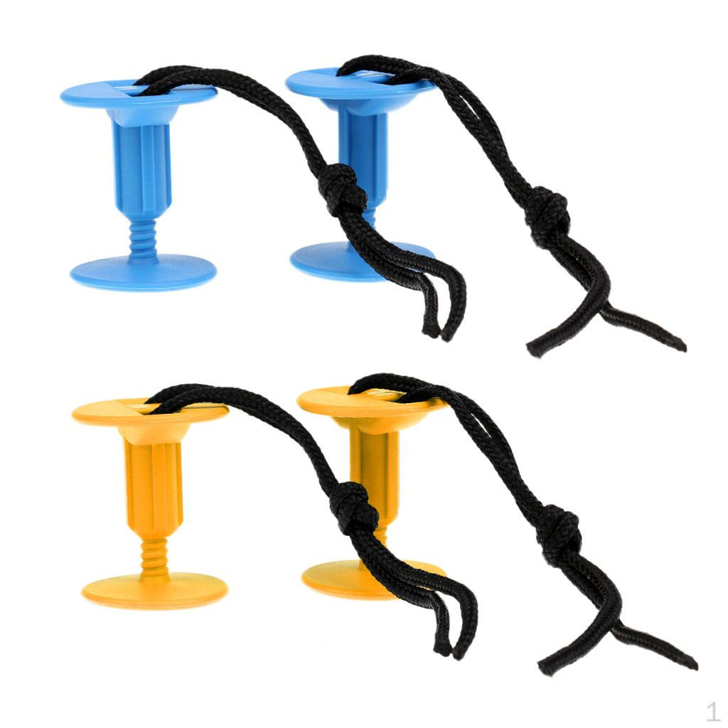 

2 Pairs Plastic Leash Plugs Attachment with Cords for Surfboard, and Board -