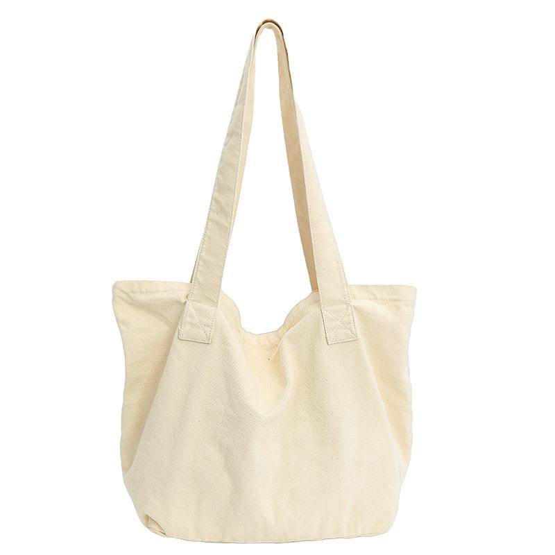 Versatile cotton canvas bag, women's large-capacity tote bag, commuting to work, simple leisure, college student class shoulder bag