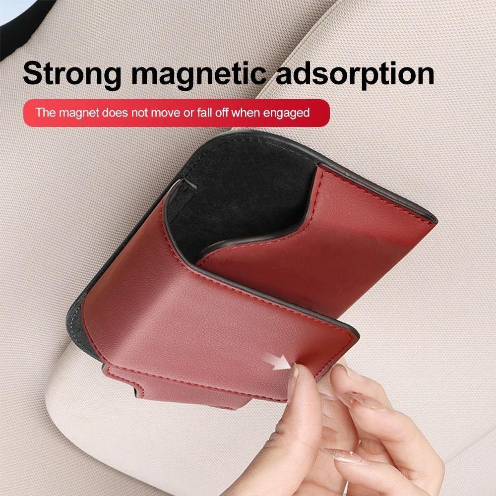 PU Leather Car Glasses Case Multi-Function Sunglasses Storage Clip  Car Interior Accessories
