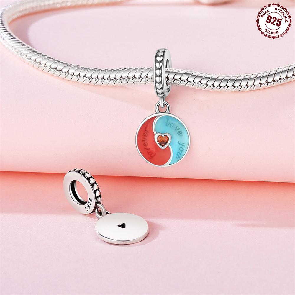 Beads Copper Charms Original Love Circular Pendant Beads Fit Bracelet Jewelry Diy Women Fine Gift Accessory