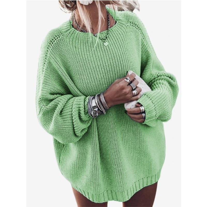 Winter Knitwear Women's Batwing Sleeve Knitted Pullover Solid Casual Loose Sweaters Ladies O-Neck Basic Pullover Jumper