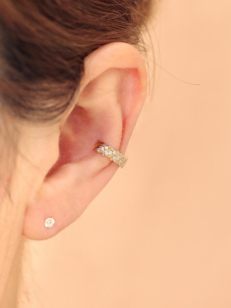 Minimalpiercing 925 Twisted Cubic Ear Cuff Clip-On