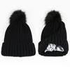Herbst und Winter Europäisch und Amerikanisch Warm und winddicht, Satin gefüttert Strickmütze Bommel Wollmütze Pullovermütze