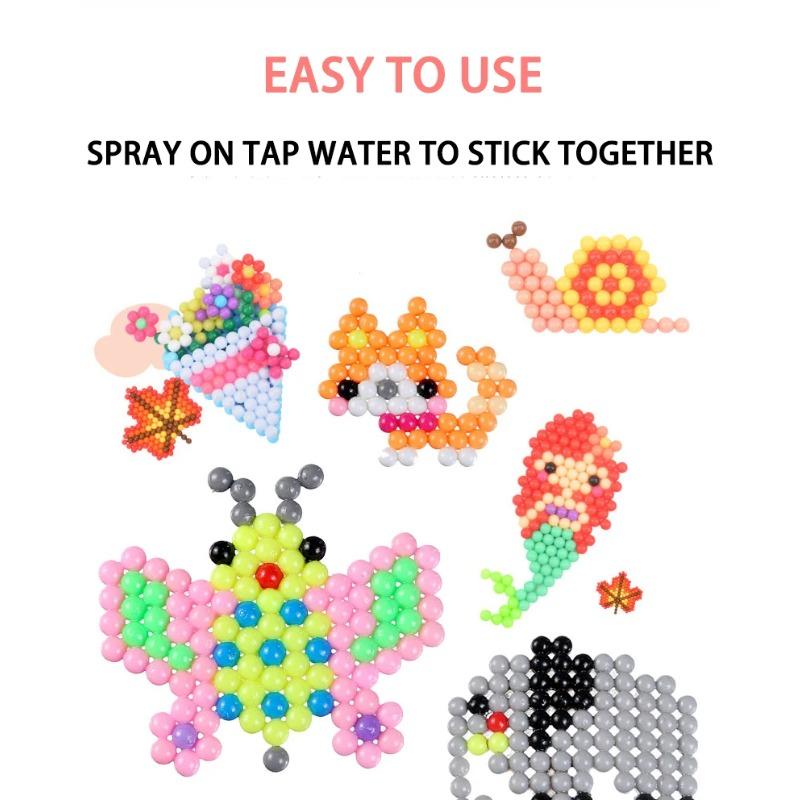 Diy Water Fuse Beads Toy No-Iron Sticky Art Craft Set 3D Pixel Art Bead Kit Water Sticky Beads Sensory Toy Educational Gift