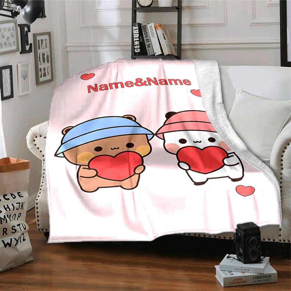 Custom Name Bubu Dudu Theme Printed Blanket - Perfect for Couch, Bed, Travel & Outdoor Use | Machine Washable, Cozy & Durable.