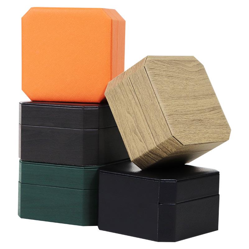 Octagonal PU Leather Flip-Top Watch Box for Wristwatches and Jewelry