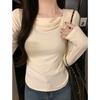 Real Spice Girl Skinny Waist Long Sleeve T-Shirt Women's Autumn Slim Top Short Bottom Shirt