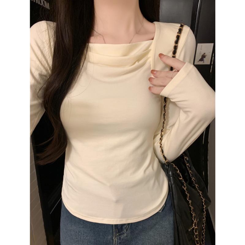 Real Spice Girl Skinny Waist Long Sleeve T-Shirt Women's Autumn Slim Top Short Bottom Shirt