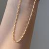 Exquisite Gold Plated Stainless Steel Thin Chain Necklace for Women Simple Style Clavicle Chain Female Zircon