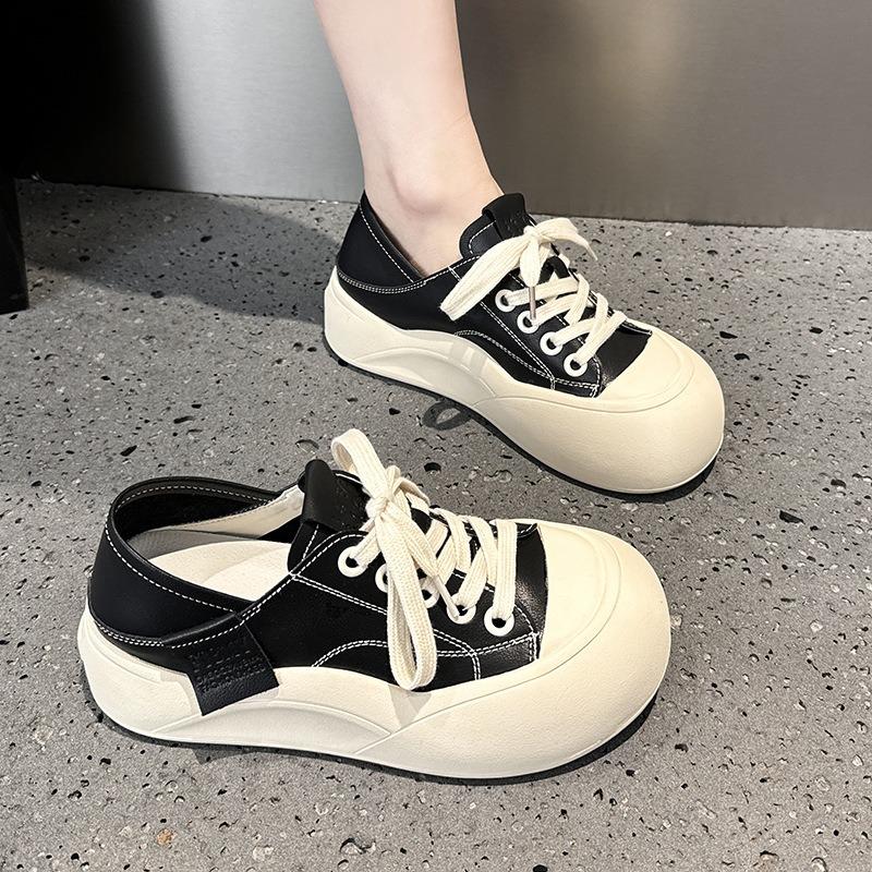 Doll Head Platform Casual Shoes Spring New Ugly Cute Big Head Shoes Leather Versatile Bread Shoes
