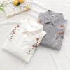 Spring Double Layer Yarn Embroidery Small Flower Bottom Shirt Blouse