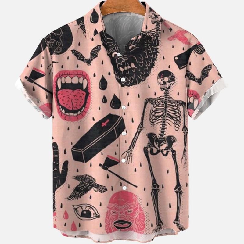 

Men s Casual Social Hawaiian Shirt Floral Pattern Big Size Fashion Vacation Prayer Viking Skull Summer Y2k Streetwear Clothing S