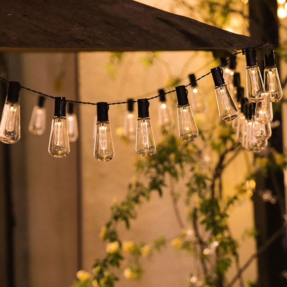 5M/20LED Outdoor Solar String Lights For Edison Bulbs Garden Decor Lamp Waterproof
