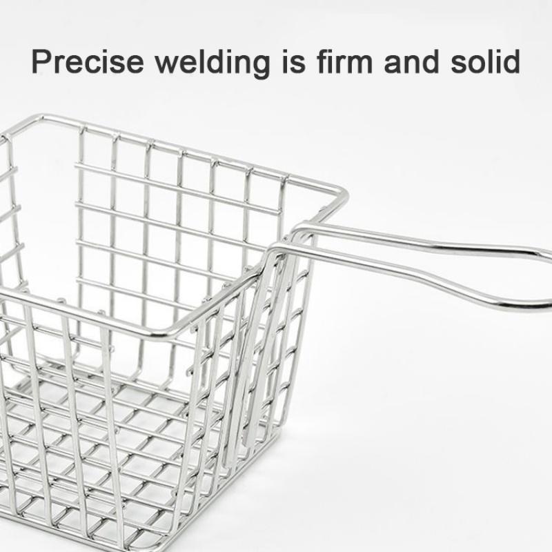 Stainless Steel French Fry Basket Snack Filter Fried Net Drain Grid Drain Western Food Basket Chicken Fry Basket Kitchen Tool