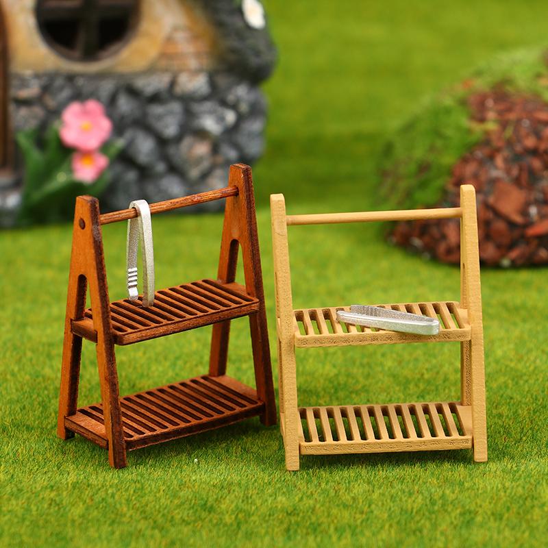 1 sett 1:12 Dukkehus Miniatyr Brødhylle Kakehylle Oppbevaringsboks/Kurv M/Bakeklemme Scenedekor Dukkehus Tilbehør