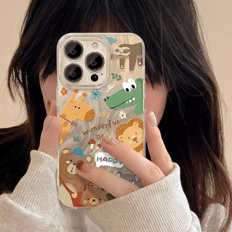 Zoo for iPhone15PRO mobile phone case 14 Apple 1312 hard 118pxins wind painted ultra-thin