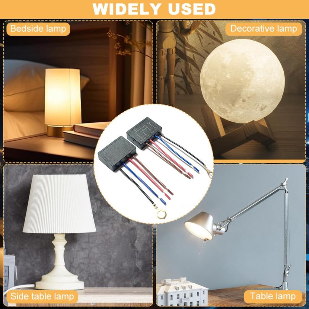 Touch Dimmer Switch 2 Pack, 3 Way Touch Sensor Dimmer, Touch Lamp Control Module, Replacement Sensor with 3 Levels Dimming Function, Fit Dimmable LED,
