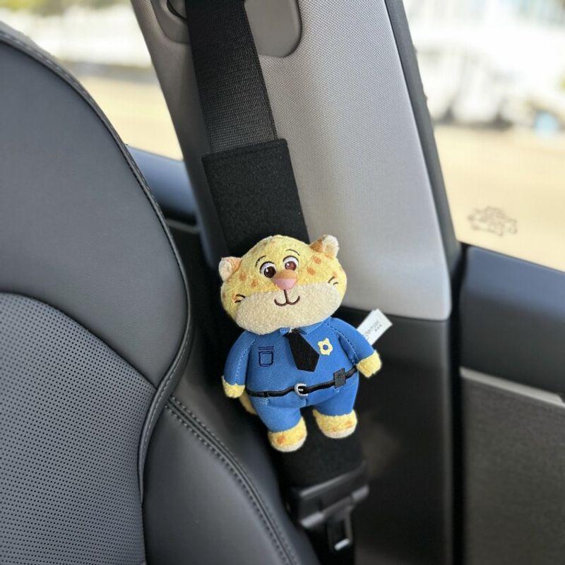 Authentic Zootopia Leopard Police Officer Cute Car Seatbelt Shoulder Pad Cartoon Plush Decoration Officer Leopard Seatbelt Shoulder Pad