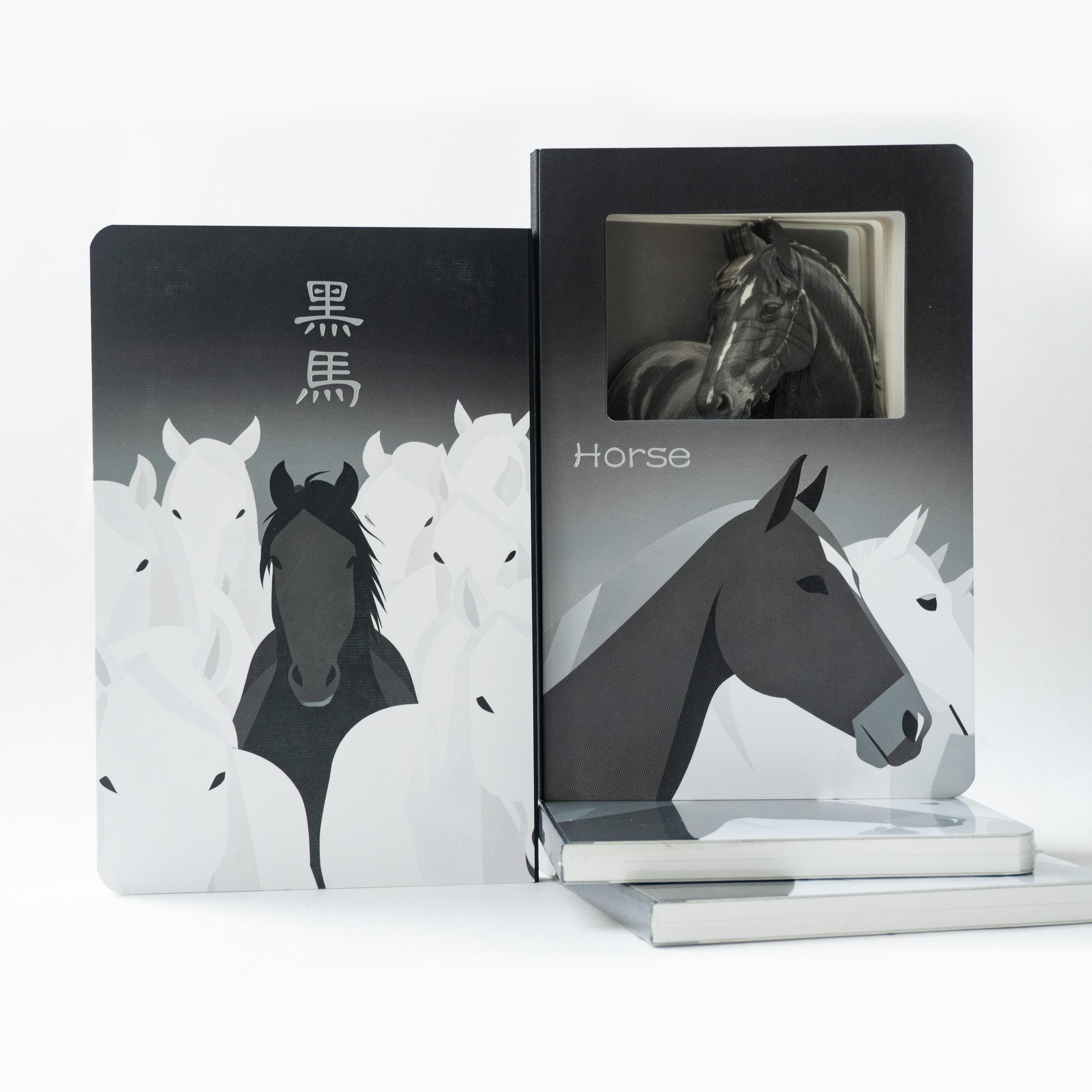ODM Custom Design Black Horse A5 Creative Notebook: 3D Laser Engraved Cultural Diary (Black,135mm*206mm&135mm*206mm) чёрный