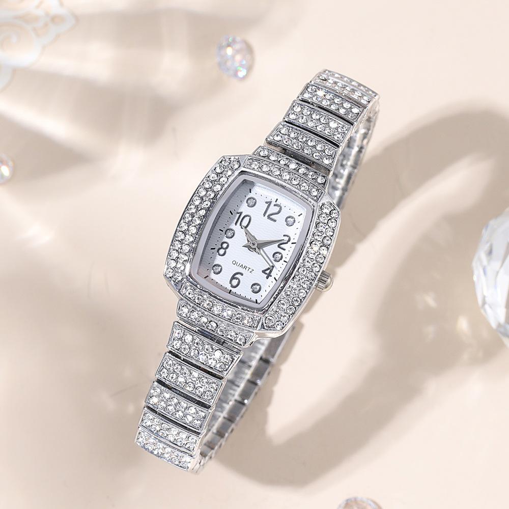 Women's Square Rhinestone Watch with Large Elegant Digital Dial
