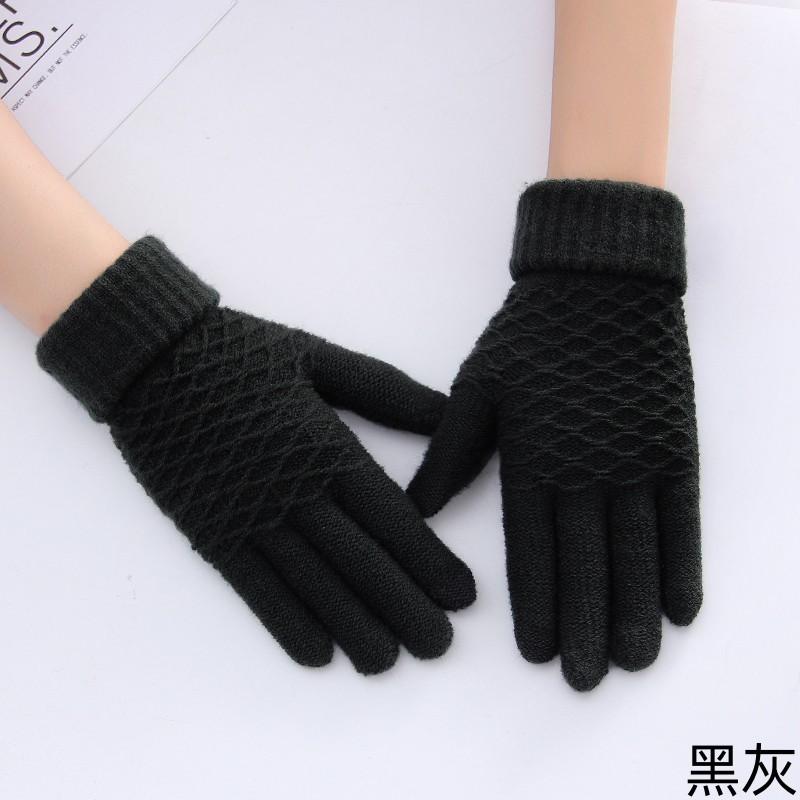 

Gloves women s autumn and winter knitted cold-proof and warm cycling cycling thickened touch screen student five-finger open-finger gloves Ladies/Young Student
