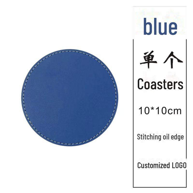 Custom PU Leather Tea Coasters with Hand-Sewn Edges and Insulation Pad, Featuring Your Enterprise Logo.