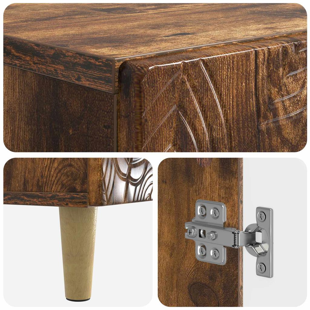 Bathroom Cabinet with Open Shelf DELFT Smoked Oak